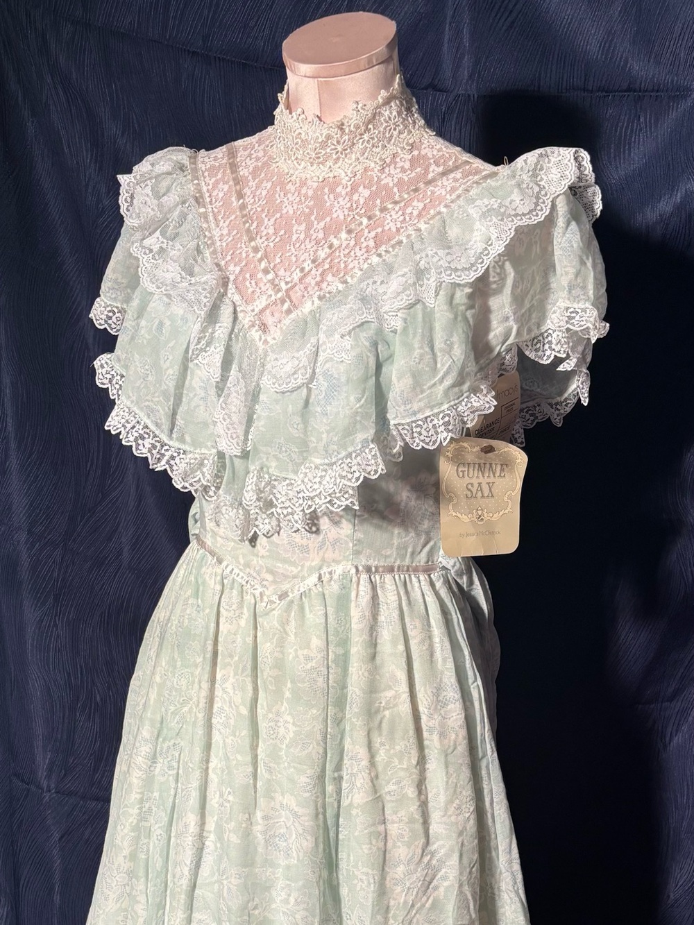 Gunne Sax Vintage Pale blue Lace Ruffle Dress
